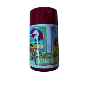 Vintage Sesame Street Thermos Elmo‎ and Friends Red Lid CTW